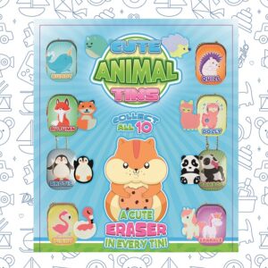 Cute animal tin & eraser V-52-F